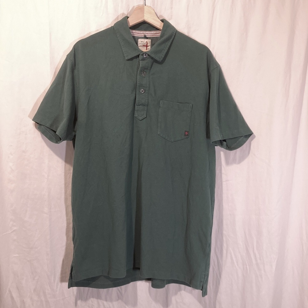 Relwen Mens XL Green Short Sleeve Pique Polo Shirt Chest Pocket Cotton Spandex